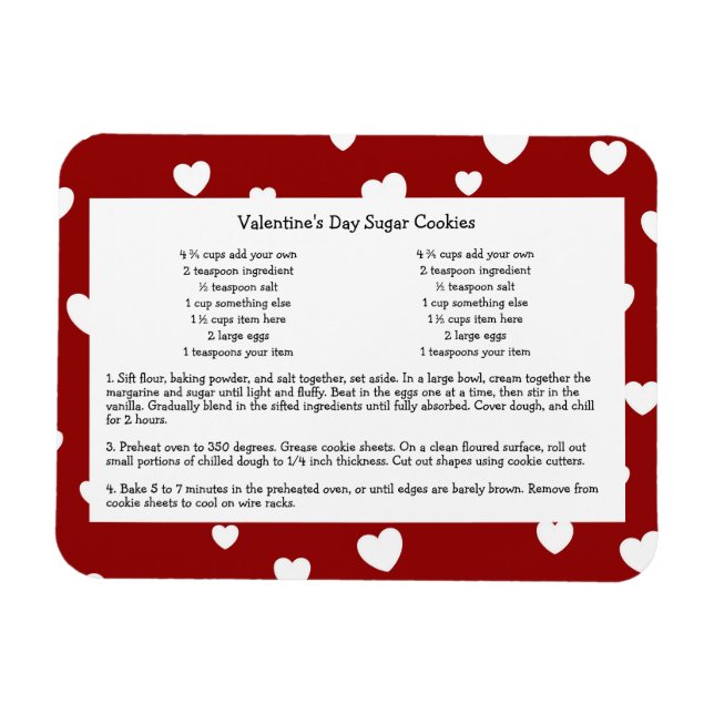 Family Recette Keepsaké Valentines Jour Magnet (Horizontal)