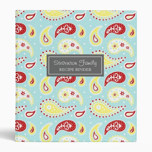Family  Recipe Binder Colourful Paisley (Front)