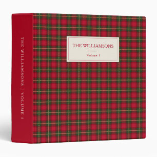 Family Recipe Cookbook Red Green Plaid Tartan Binder