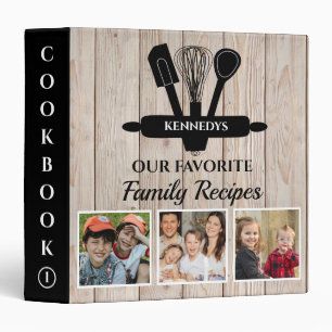 Family Recipe Cookbook  Rustic Wood 3 Photo  Binder
