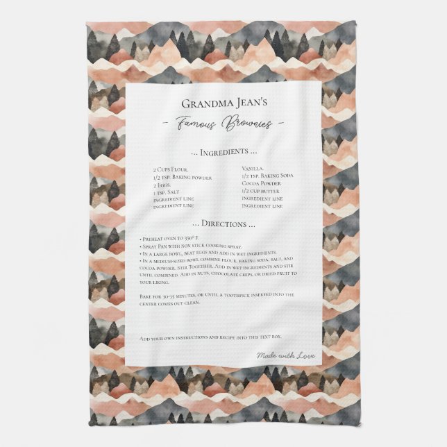 Family Recipe Heirloom Mountain Range Kitchen Towel (Vertical)
