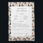 Family Recipe Heirloom Mountain Trees Kitchen Towel<br><div class="desc">Keepsake family recipe tea towel. Share uncle Jim's chili recipe or great aunt Aggie's all time favourite thanksgiving casserole dish. Elegant and simple template design can easily be adjusted to share your family recipes as mother's day, birthday, or Christmas gifts. Custom family name with initials. Colours can be changed. Great...</div>