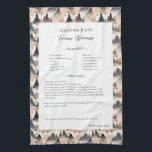 Family Recipe Heirloom Mountain Trees Kitchen Towel<br><div class="desc">Keepsake family recipe tea towel. Share uncle Jim's chili recipe or great aunt Aggie's all time favourite thanksgiving casserole dish. Elegant and simple template design can easily be adjusted to share your family recipes as mother's day, birthday, or Christmas gifts. Custom family name with initials. Colours can be changed. Great...</div>