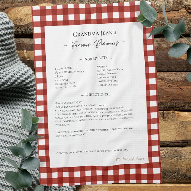 Family Recipe Keepsake Heirloom Gingham Kitchen Towel (Creator Uploaded)