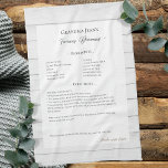 Family Recipe Keepsake Heirloom Wood Kitchen Towel<br><div class="desc">Keepsake family recipe tea towel. Share uncle Jim's chili recipe or great aunt Aggie's all time favourite thanksgiving casserole dish. Elegant and simple template design can easily be adjusted to share your family recipes as mother's day, birthday, or Christmas gifts. Custom family name with initials. Colours can be changed. Great...</div>