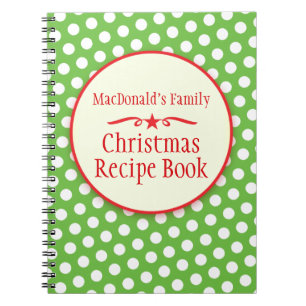 Family recipe polka dot green notebook