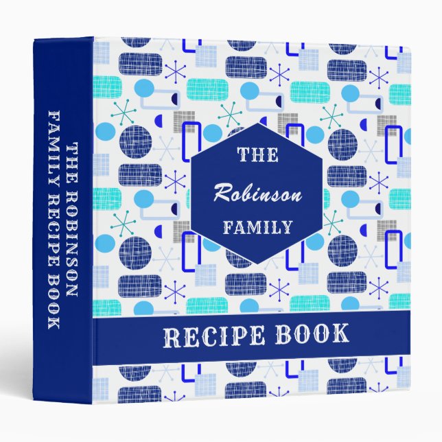 Family Recipe Retro Atomic Starburst Personalized  Binder (Front/Spine)