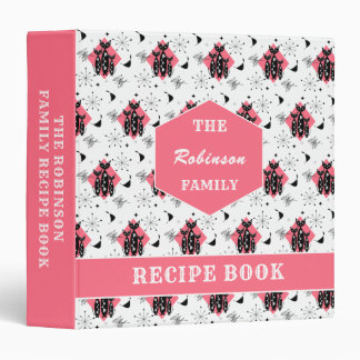 Family Recipe Retro Cats Mid Century Personalized Binder