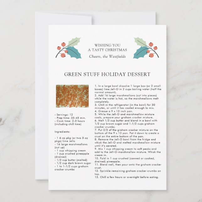 Family Recipe Template Christmas Card (Front)
