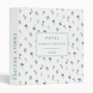 Family Recipes Blue and Gold Floral  Binder
