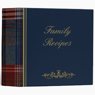 Family Recipes Blue Plaid 2" Photo Album Binder
