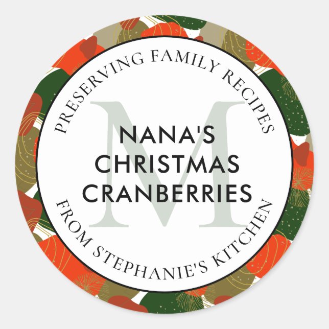 Family Recipes Christmas Gift Classic Round Sticker (Front)
