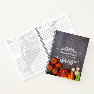 Family Recipes Cookbook Rustic Wood Personalized Notebook