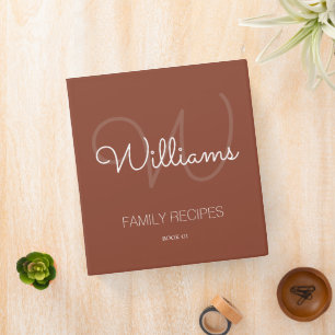 Family Recipes CookBook Terracotta  Binder