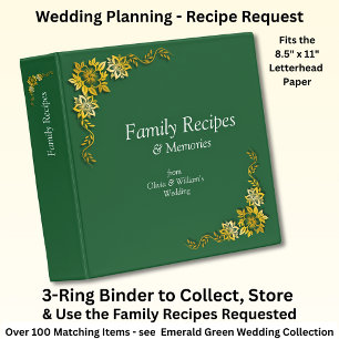 Family Recipes Emerald Green & Gold Binder