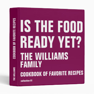 Family Recipes funny cookbook wine colour Binder