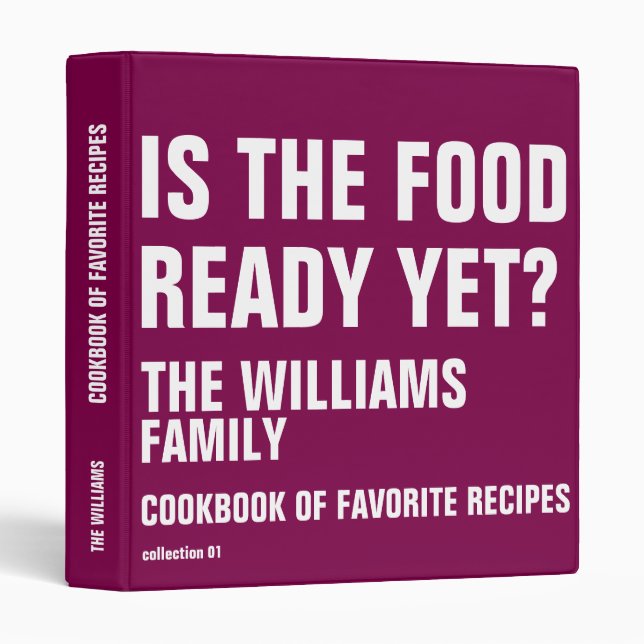 Family Recipes funny cookbook wine colour Binder (Front/Spine)