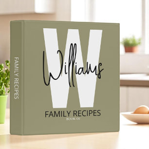 Family Recipes Modern CookBook khaki Binder