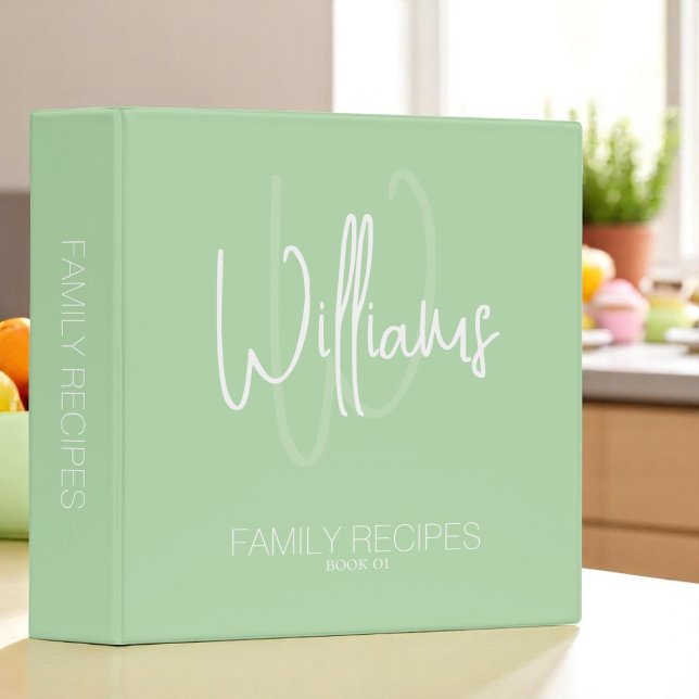 Family Recipes Modern CookBook pale green  Binder (Creator Uploaded)