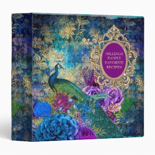 Family Recipes Peacock Elegant Purple Teal Gold Binder