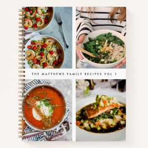Family Recipes Photo Minimalist Clean Simple White Notebook