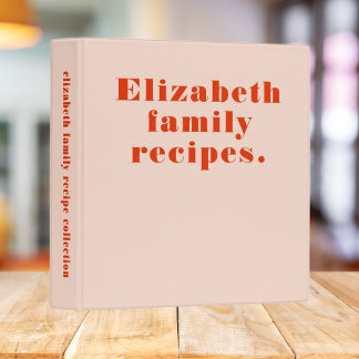 Family Recipes Retro Vintage Blush Pink and Red Binder