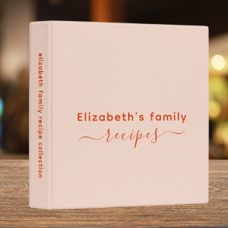 Family Recipes Retro Vintage Blush Pink and Red Binder