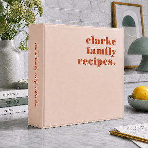 Family Recipes Retro Vintage Blush Pink and Red Binder