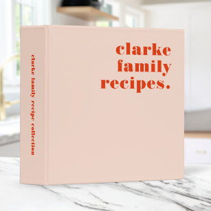 Family Recipes Retro Vintage Blush Pink and Red Binder