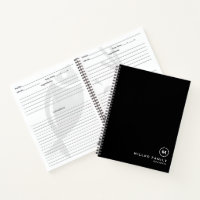 Family Recipes Simple Black White Monogram