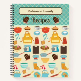 Family Recipes Vintage Theme Spiral Notebook
