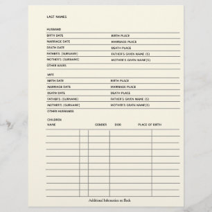 Family Records Genealogy Fillable Form Template