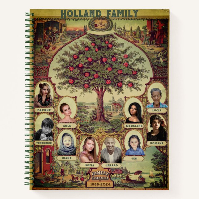 Family Records Tree Personalize Notebook (Front)