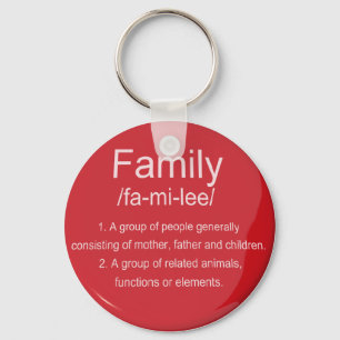 Family / Red / Dictionary / Word Meaning Keychain