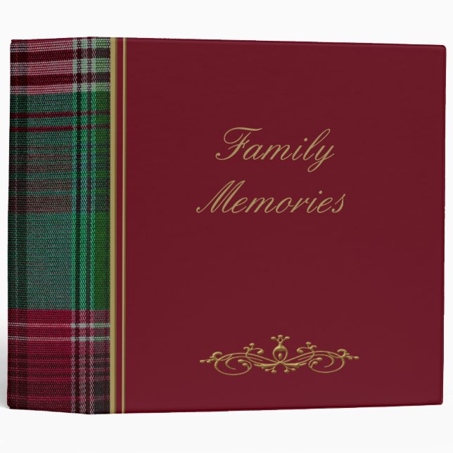 Family Red Plaid 2" Photo Album 3 Ring Binder (Front/Spine)