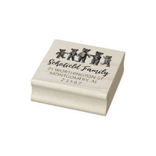 FAMILY RETURN ADDRESS TEDDY RUBBER STAMP