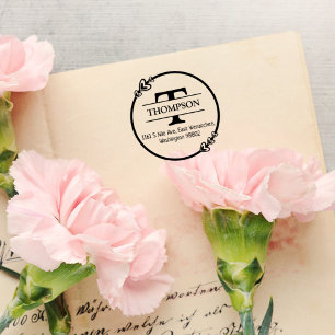 Family Return Address with Monogram, Rubber Stamp