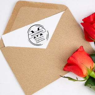 Family Return Address with Monogram, Rubber Stamp