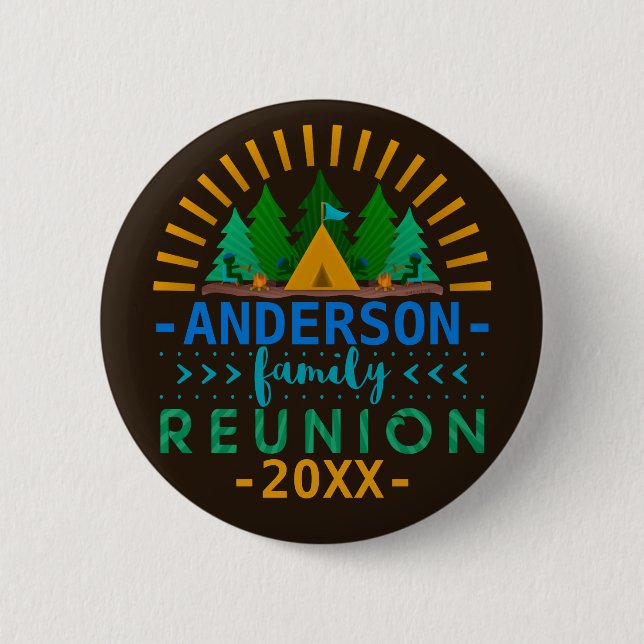 Family Reunion Annual Camping Trip | Custom Name 2 Inch Round Button (Front)