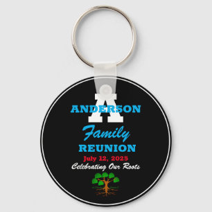 Family Reunion Any Name Any Date Script Text Black Keychain