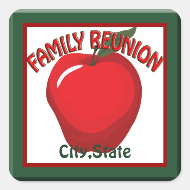 Family Reunion Apple Name Tag Sticker (Front)