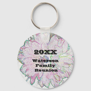 Family Reunion Artistic Flower Sketch Keepsake Keychain