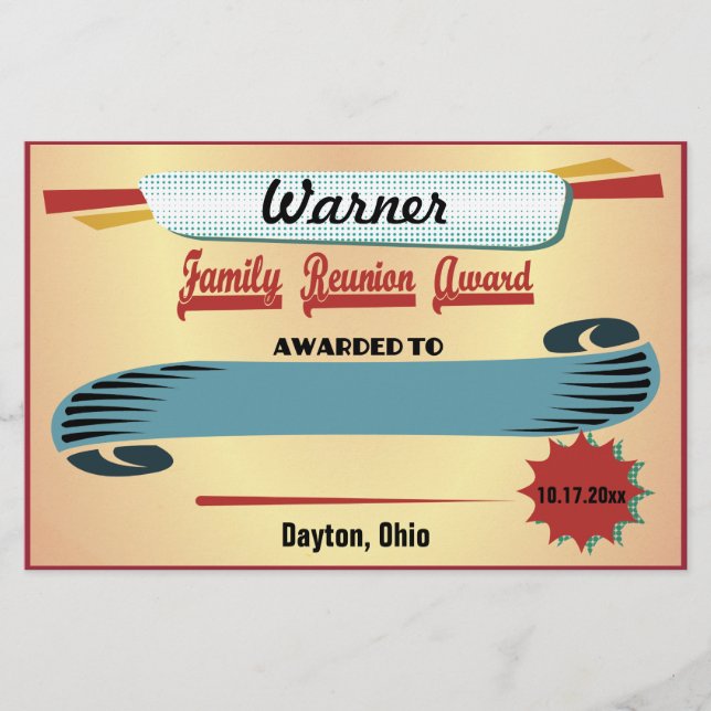 Family Reunion Award Certificate (Front)