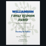 Family Reunion Award Certificate Personalized Tree Letterhead<br><div class="desc">Create your own personalized Family Reunion Award certificate for your next family gathering. Create awards for furthest travelled,  youngest,  oldest,  longest married,  newly married,  most kids,  most grandkids,  events,  games and more. Design features a family tree in the background of the design. Wonderful and modern design.</div>
