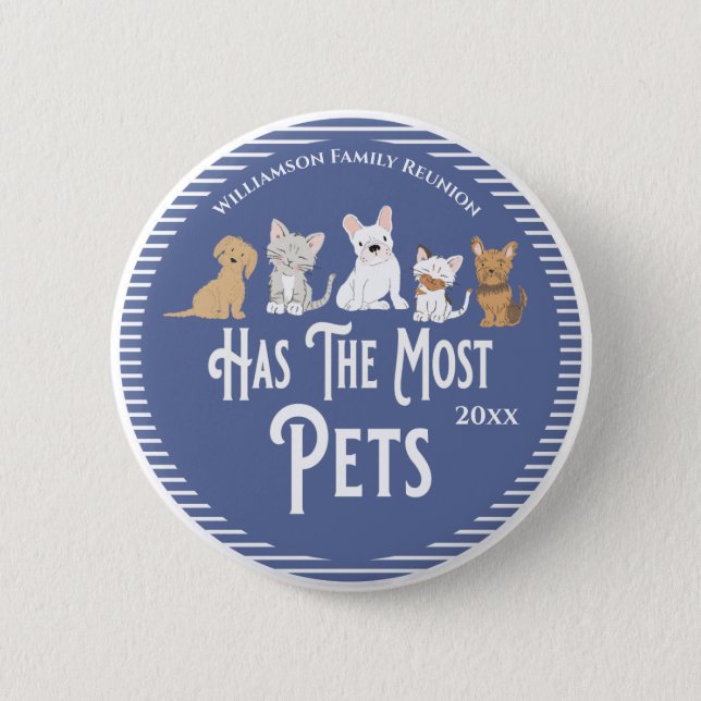 Family Reunion Award Has The Most Pets 2 Inch Round Button (Front)
