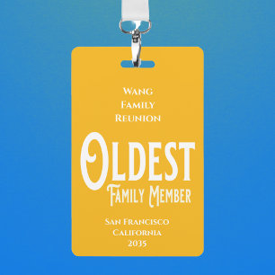 Family Reunion Award Oldest Family Member Badge