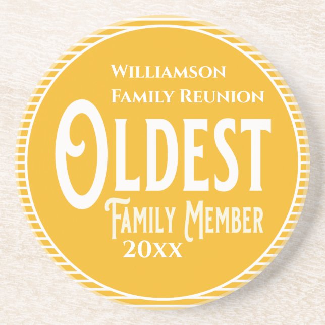 Family Reunion Award Oldest Family Member Coaster (Front)
