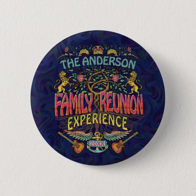 Family Reunion Band Retro 70s Concert Logo Custom 2 Inch Round Button (Front)