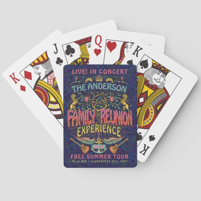 Family Reunion Band Retro 70s Concert Logo Name Playing Cards (Back)