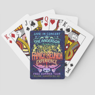 Family Reunion Band Retro 70s Concert Logo Neon Playing Cards